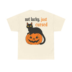 Halloween Cat Tee: Not Lucky, Just Cursed - Spooky T-Shirt