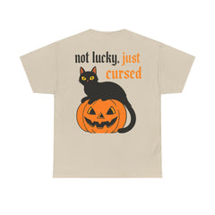 Halloween Cat Tee: Not Lucky, Just Cursed - Spooky T-Shirt
