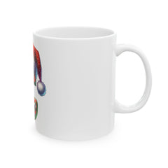 Christmas Letter C Mug | Santa Hat Reindeer Initial Holiday Ceramic Mug 11 oz