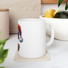 Christmas Letter C Mug | Santa Hat Reindeer Initial Holiday Ceramic Mug 11 oz