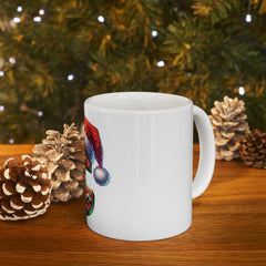 Christmas Letter C Mug | Santa Hat Reindeer Initial Holiday Ceramic Mug 11 oz