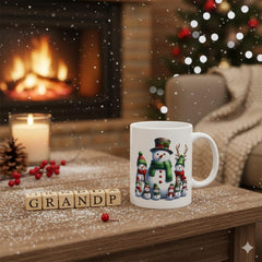 Snowman Family Mug ,Merry Christmas Mug ,Grandpa Christmas Gift ,Holiday Snowman Cup ,Winter Coffee Mug for Family 11 oz