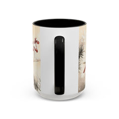 Cardinal Accent Coffee Mug - Holiday Gift, Nature Lover's Decor, Cozy Home Essentials, Bird Themed Kitchenware, Seasonal Beverage 15 oz