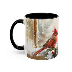 Red Cardinal Pair Winter Birds Mug ,Accent Coffee Mug 11 oz, Christmas Mug , Holiday Gift