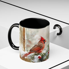 Red Cardinal Pair Winter Birds Mug ,Accent Coffee Mug 11 oz, Christmas Mug , Holiday Gift