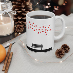 Romantic Cat Coffee Mug, Minimal Love Tree Mug, Valentine Gift for Cat Lovers, Cozy Couple Mug 11 oz