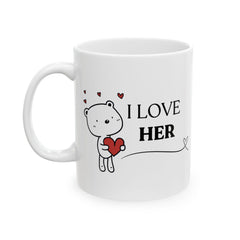 Valentine Mug for Girlfriend – Cute Bear Holding Heart Coffee Mug, Romantic Love Gift, 11 oz