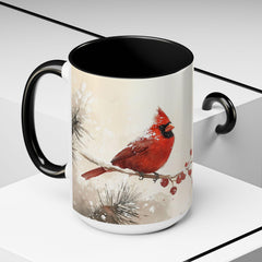 Cardinal Accent Coffee Mug - Holiday Gift, Nature Lover's Decor, Cozy Home Essentials, Bird Themed Kitchenware, Seasonal Beverage 15 oz