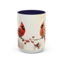 Cardinal Accent Coffee Mug - Holiday Gift, Nature Lover's Decor, Cozy Home Essentials, Bird Themed Kitchenware, Seasonal Beverage 15 oz