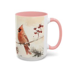 Cardinal Accent Coffee Mug - Holiday Gift, Nature Lover's Decor, Cozy Home Essentials, Bird Themed Kitchenware, Seasonal Beverage 15 oz
