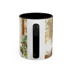 Red Cardinal Pair Winter Birds Mug ,Accent Coffee Mug 11 oz, Christmas Mug , Holiday Gift