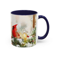 Red Cardinal Pair Winter Birds Mug ,Accent Coffee Mug 11 oz, Christmas Mug , Holiday Gift