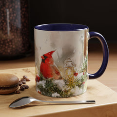 Red Cardinal Pair Winter Birds Mug ,Accent Coffee Mug 11 oz, Christmas Mug , Holiday Gift
