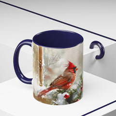 Red Cardinal Pair Winter Birds Mug ,Accent Coffee Mug 11 oz, Christmas Mug , Holiday Gift