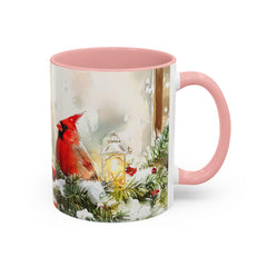 Red Cardinal Pair Winter Birds Mug ,Accent Coffee Mug 11 oz, Christmas Mug , Holiday Gift