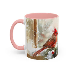 Red Cardinal Pair Winter Birds Mug ,Accent Coffee Mug 11 oz, Christmas Mug , Holiday Gift