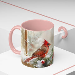 Red Cardinal Pair Winter Birds Mug ,Accent Coffee Mug 11 oz, Christmas Mug , Holiday Gift
