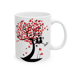 Valentine Mug,Couple Cat Mug, Romantic Love Tree Coffee Mug, Soulmate Gift for Couples, Valentine Day Mug, Anniversary Gift 11 oz