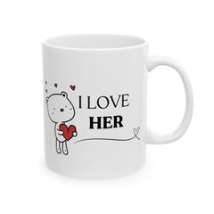 Valentine Mug for Girlfriend – Cute Bear Holding Heart Coffee Mug, Romantic Love Gift, 11 oz