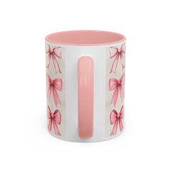 Pink Watercolor Bows Mug , Accent Coffee Mug,Coquette Bow Mug, Pink Aesthetic Coffee Cup, Girly Valentine Mug