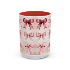 Pink Watercolor Bows Mug , Accent Coffee Mug,Coquette Bow Mug, Pink Aesthetic Coffee Cup, Girly Valentine Mug