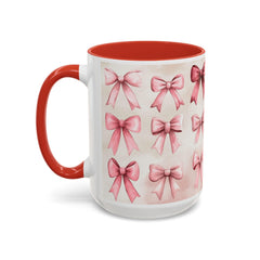 Pink Watercolor Bows Mug , Accent Coffee Mug,Coquette Bow Mug, Pink Aesthetic Coffee Cup, Girly Valentine Mug