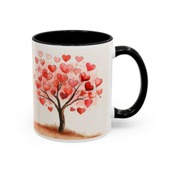 Watercolor Heart Tree Coffee Mug ,Valentine Love Heart Tree Accent Mug,Romantic,Valentines Day Gift for Girlfriend,Sweet Heart Porcelain Cup