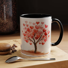 Watercolor Heart Tree Coffee Mug ,Valentine Love Heart Tree Accent Mug,Romantic,Valentines Day Gift for Girlfriend,Sweet Heart Porcelain Cup