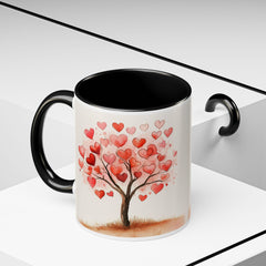 Watercolor Heart Tree Coffee Mug ,Valentine Love Heart Tree Accent Mug,Romantic,Valentines Day Gift for Girlfriend,Sweet Heart Porcelain Cup