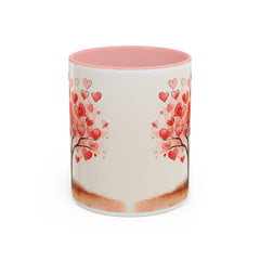 Watercolor Heart Tree Coffee Mug ,Valentine Love Heart Tree Accent Mug,Romantic,Valentines Day Gift for Girlfriend,Sweet Heart Porcelain Cup