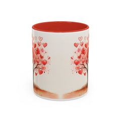 Watercolor Heart Tree Coffee Mug ,Valentine Love Heart Tree Accent Mug,Romantic,Valentines Day Gift for Girlfriend,Sweet Heart Porcelain Cup