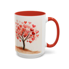 Watercolor Heart Tree Coffee Mug ,Valentine Love Heart Tree Accent Mug,Romantic,Valentines Day Gift for Girlfriend,Sweet Heart Porcelain Cup