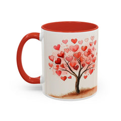 Watercolor Heart Tree Coffee Mug ,Valentine Love Heart Tree Accent Mug,Romantic,Valentines Day Gift for Girlfriend,Sweet Heart Porcelain Cup