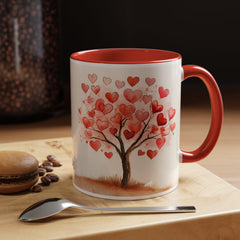 Watercolor Heart Tree Coffee Mug ,Valentine Love Heart Tree Accent Mug,Romantic,Valentines Day Gift for Girlfriend,Sweet Heart Porcelain Cup