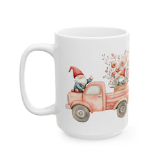 Floral Vintage Truck Mug ,Ceramic Coffee Cup,Romantic Cupid Coffee Cup, Anniversary Celebration Gift