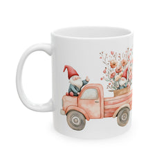 Floral Vintage Truck Mug ,Ceramic Coffee Cup,Romantic Cupid Coffee Cup, Anniversary Celebration Gift
