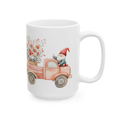 Floral Vintage Truck Mug ,Ceramic Coffee Cup,Romantic Cupid Coffee Cup, Anniversary Celebration Gift