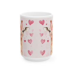 Watercolor Giraffe with Pink Hearts Mug ,Romantic Cupid Coffee Cup, Anniversary Celebration Gift, Artistic Aesthetic Tea Cup