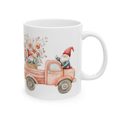 Floral Vintage Truck Mug ,Ceramic Coffee Cup,Romantic Cupid Coffee Cup, Anniversary Celebration Gift