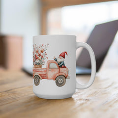 Floral Vintage Truck Mug ,Ceramic Coffee Cup,Romantic Cupid Coffee Cup, Anniversary Celebration Gift