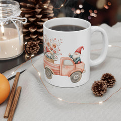Floral Vintage Truck Mug ,Ceramic Coffee Cup,Romantic Cupid Coffee Cup, Anniversary Celebration Gift