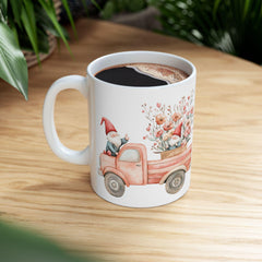 Floral Vintage Truck Mug ,Ceramic Coffee Cup,Romantic Cupid Coffee Cup, Anniversary Celebration Gift