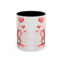 Valentine Mug ,Cute Watercolor Baby Elephant with Hearts Mug ,Accent Coffee Mug,Cute Baby Elephant Mug with Hearts, Valentine Gift