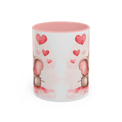 Valentine Mug ,Cute Watercolor Baby Elephant with Hearts Mug ,Accent Coffee Mug,Cute Baby Elephant Mug with Hearts, Valentine Gift