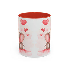 Valentine Mug ,Cute Watercolor Baby Elephant with Hearts Mug ,Accent Coffee Mug,Cute Baby Elephant Mug with Hearts, Valentine Gift