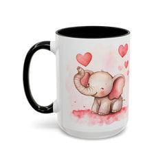 Valentine Mug ,Cute Watercolor Baby Elephant with Hearts Mug ,Accent Coffee Mug,Cute Baby Elephant Mug with Hearts, Valentine Gift