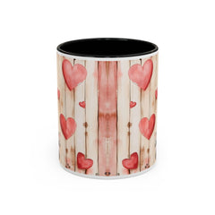 Watercolor Hearts and Kittens Accent Coffee Mug , Cute Cat Love Design,Valentine Gift