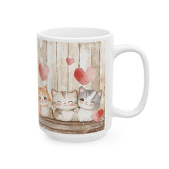 Valentine Mug,Kawaii Heart Kittens Mug ,Ceramic Coffee Cup,Cute Kittens Love Mug,Valentine Cat Coffee Cup