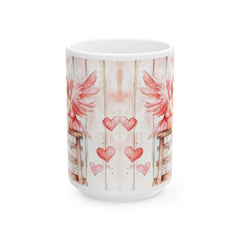 Watercolor Angel Wings Hearts Mug ,Valentine Day Book Lover Mug, Romantic Watercolor Books , Hearts Coffee Cup, Gift for Reader