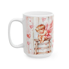 Watercolor Angel Wings Hearts Mug ,Valentine Day Book Lover Mug, Romantic Watercolor Books , Hearts Coffee Cup, Gift for Reader